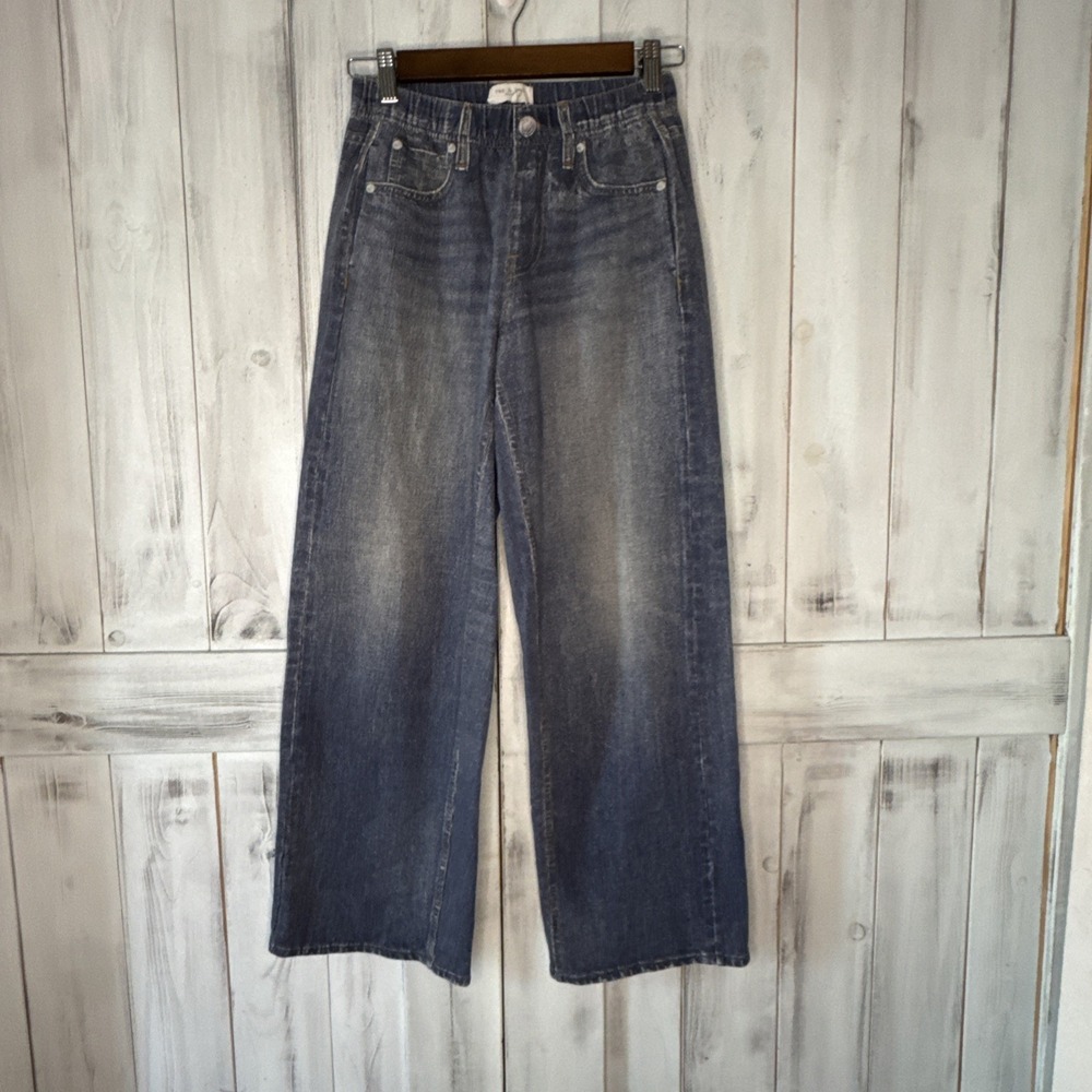 Rag & Bone Miramar Sweatpant Wide Leg Jeans XS Faux Denim w Side Seam Pockets